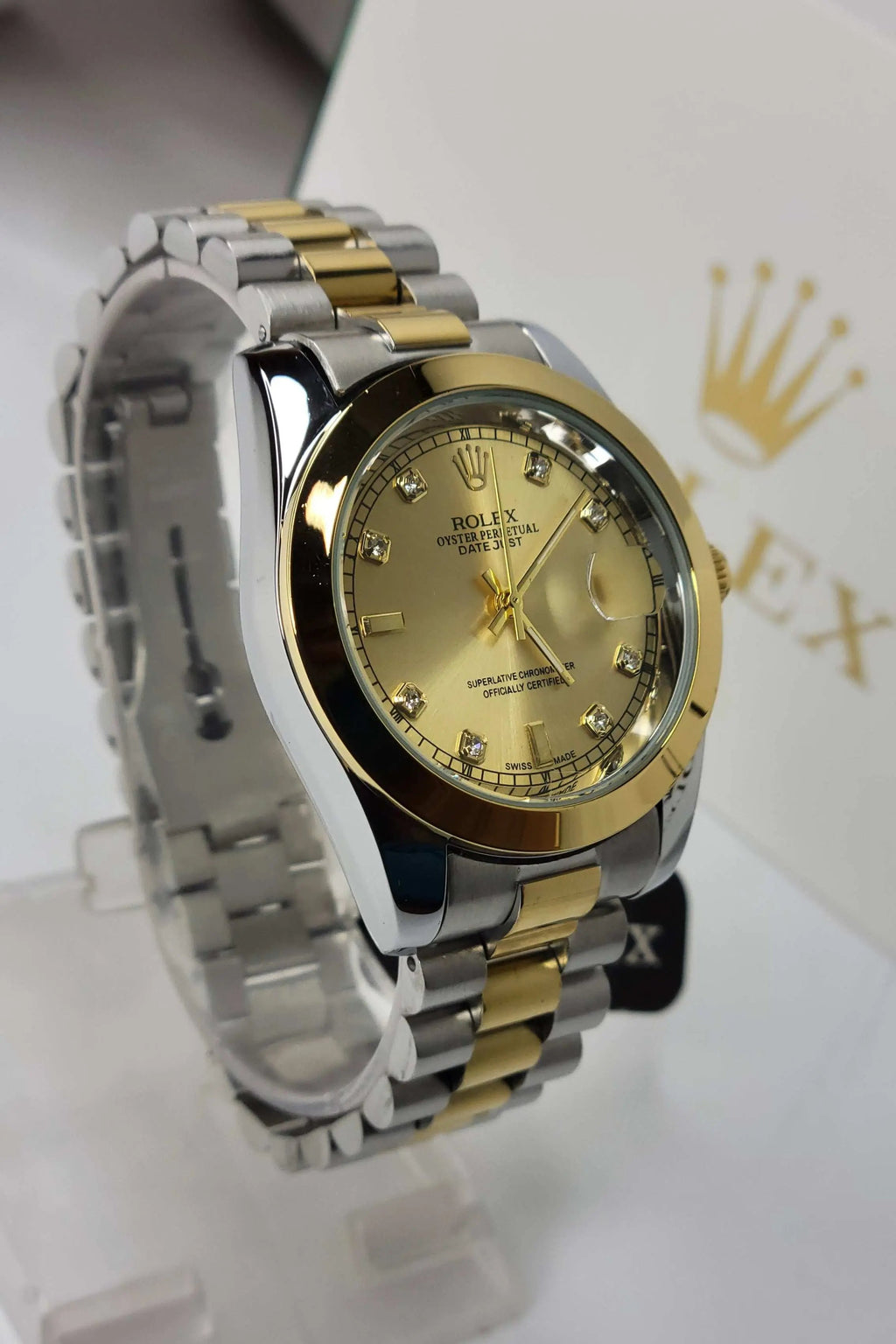 Rlx DateJust Golden Plain Sideview